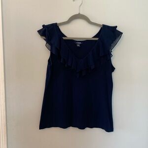 Chaps navy blue XL flutter sleeve top.